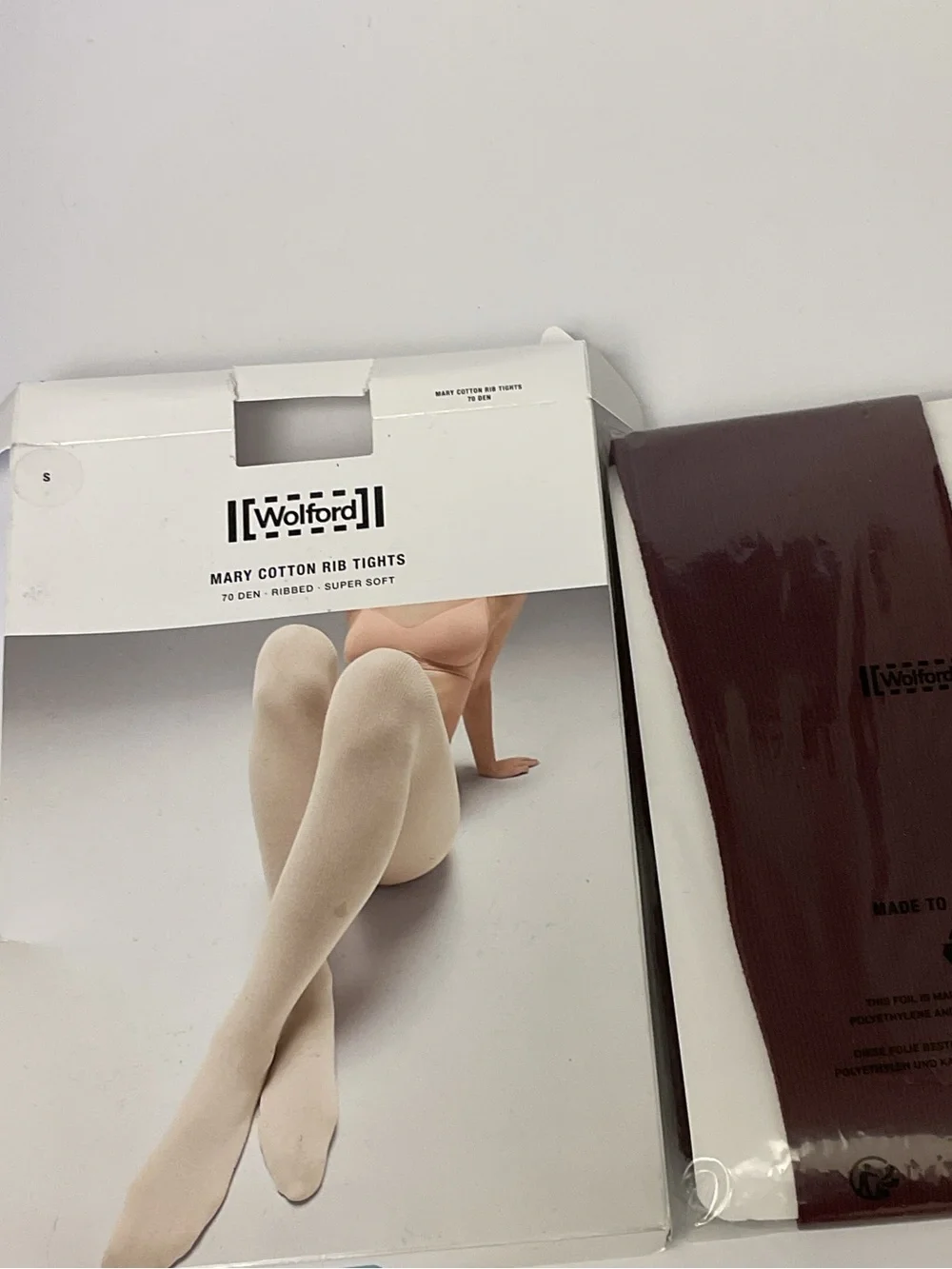 WOLFORD 15034 MARY COTTON RIB TIGHTS IN PORT ROYALE SMALL NWT